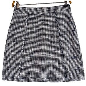 ZARA Basic Collection Skirt Womens Black White Tweed Cotton Mini A-Line Size XS‎